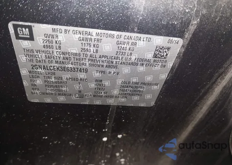 2014 Chevrolet Equinox 2Lt z USA, uszkodzony, nr VIN 2GNALCEK3E6337419